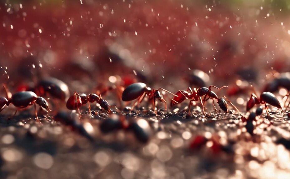 ants swarm around blood