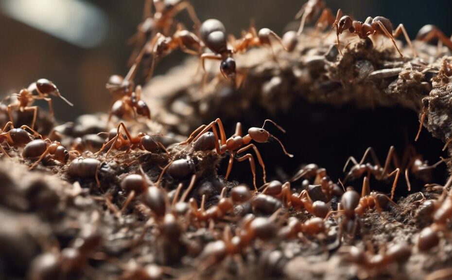 busy ants in soil