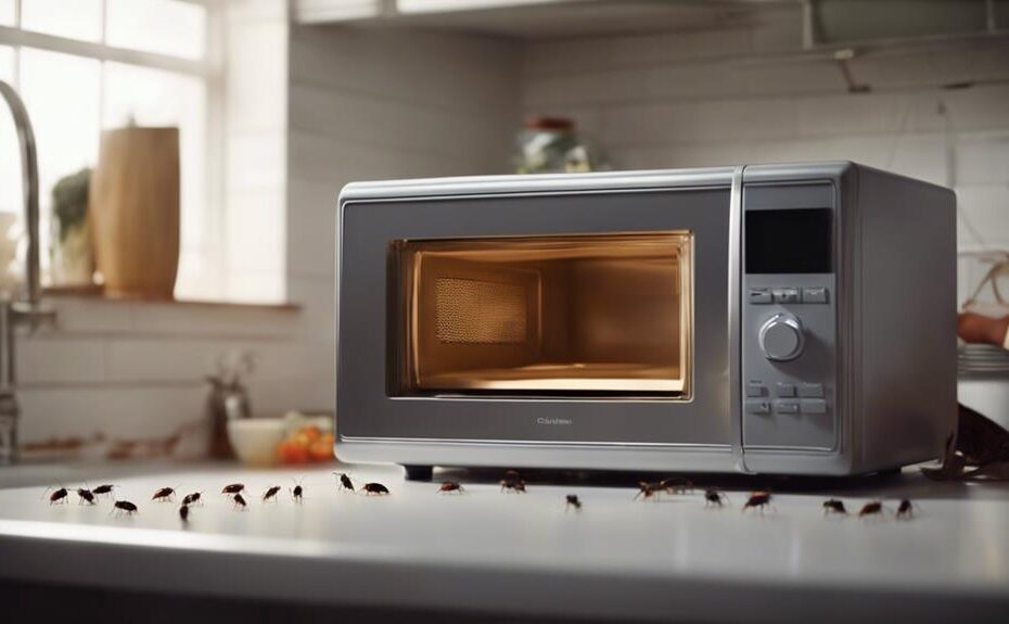 microwave infested with cockroaches